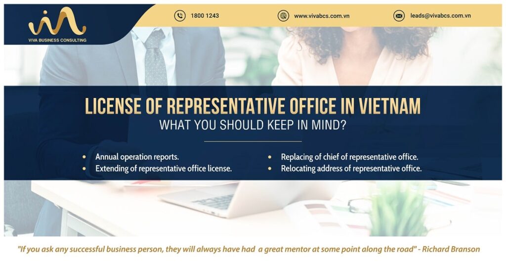 Compliance procedures for Representative office license
