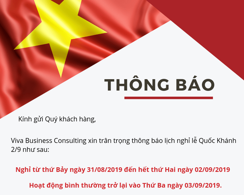 Thông báo nghỉ lễ Quốc Khánh 2 tháng 9