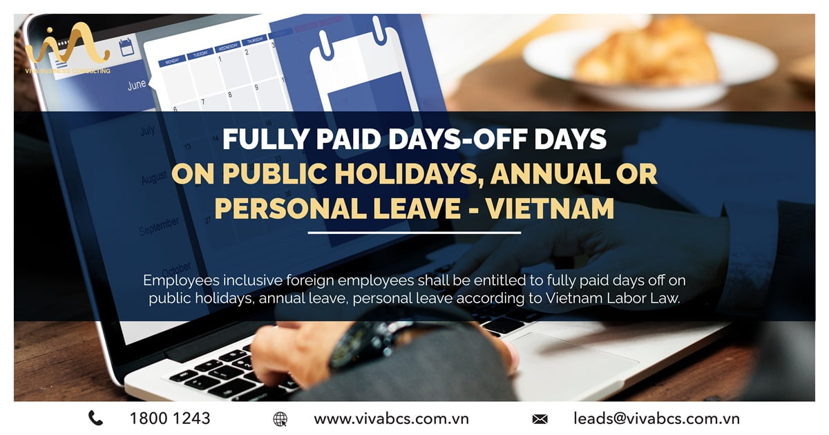 Fully paid days-off days on public holidays, annual or personal leave in vietnam